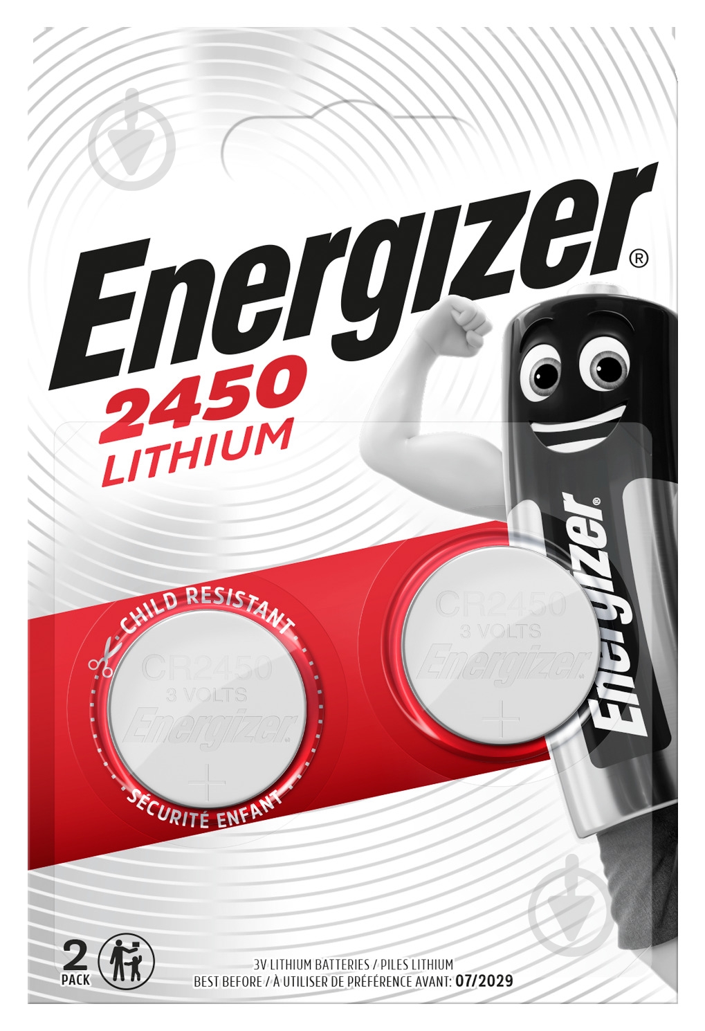 Батарейка Energizer Lithium CR2450 2 шт. (E300830703) - фото 1