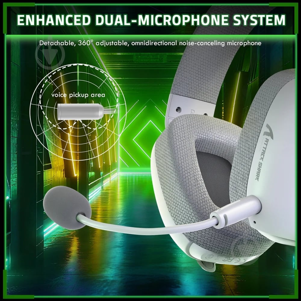Гарнитура игровая attack shark L80PRO Wireless white (L80PROW_AS) - фото 9