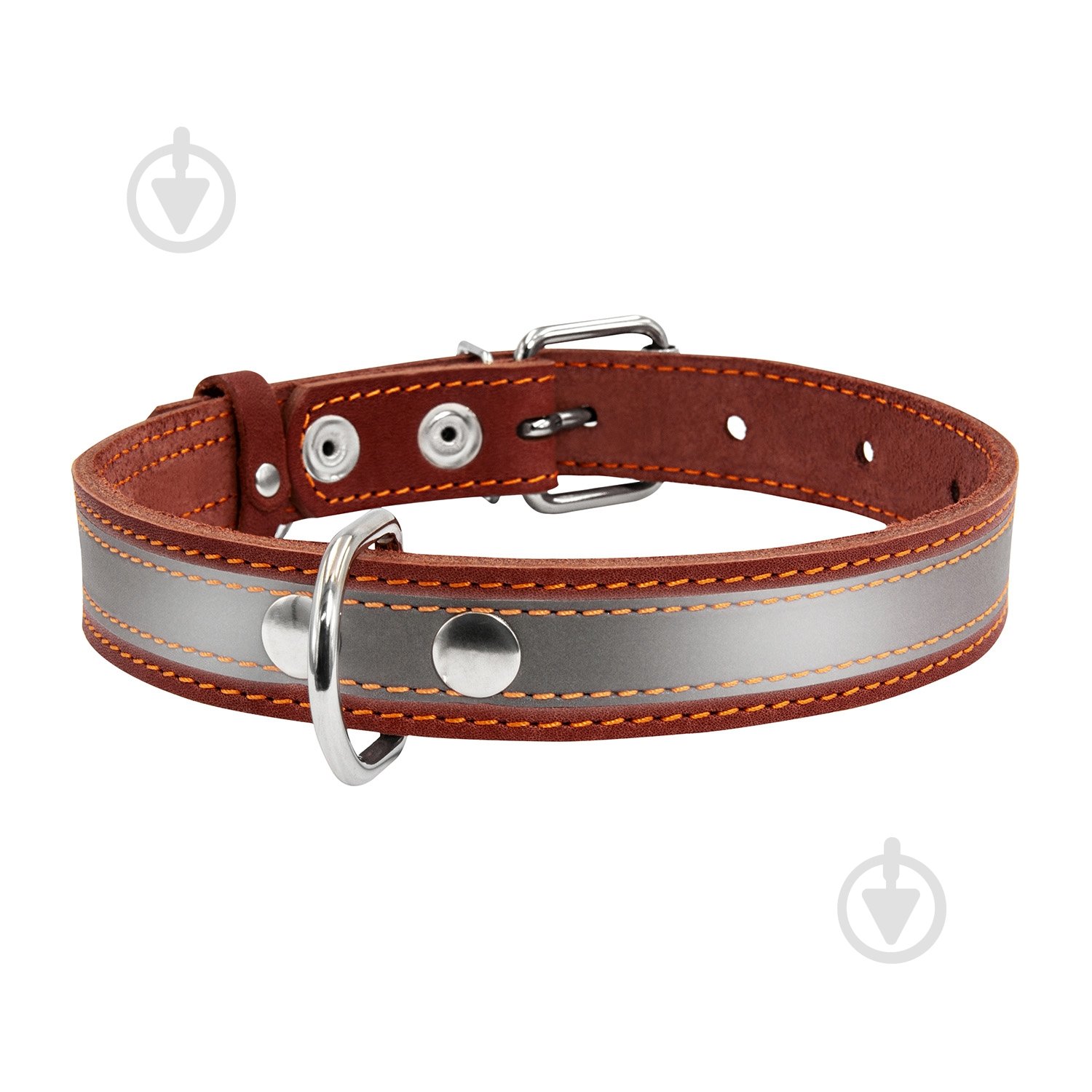 Ошейник Collar со светоотражающей лентой 2х32-40 см коричневый - фото 2 Ошейник Collar со светоотражающей лентой 2х32-40 см коричневый - фото 2