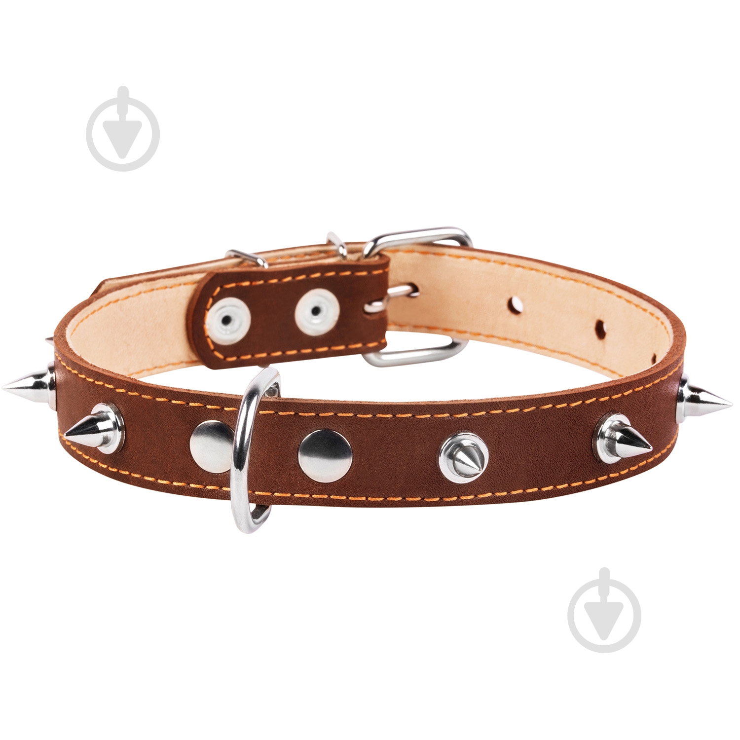 Ошейник Collar двойной с шипами 2,5х38-50 см коричневый - фото 2