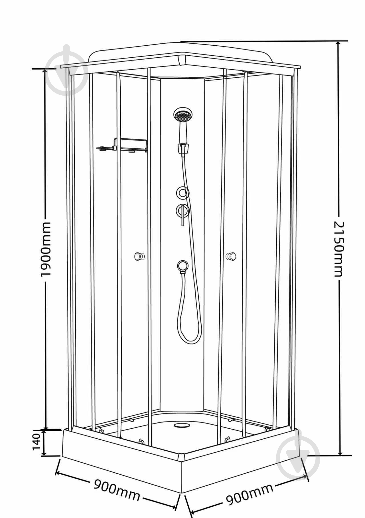 Душевой бокс Water House 90x90x215 см 992E-B - фото 2