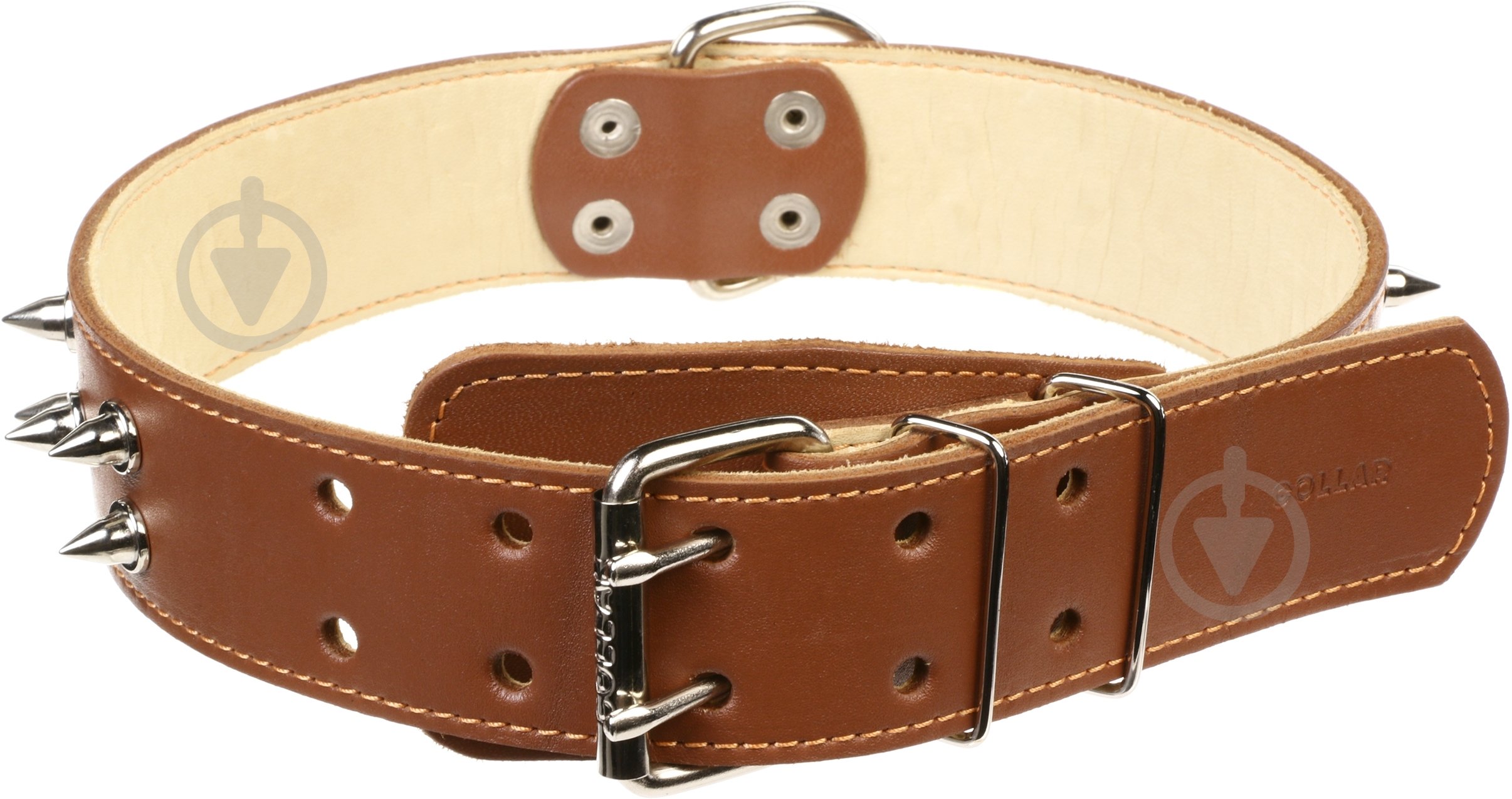 Ошейник Collar двойной с шипами 4,5х56-68 см коричневый - фото 1