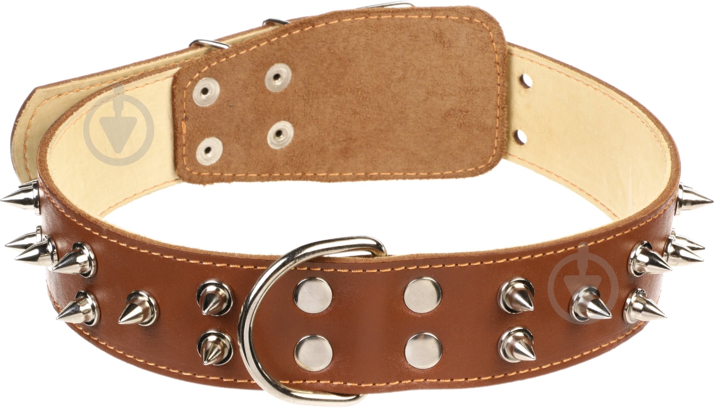 Ошейник Collar двойной с шипами 4,5х56-68 см коричневый - фото 2