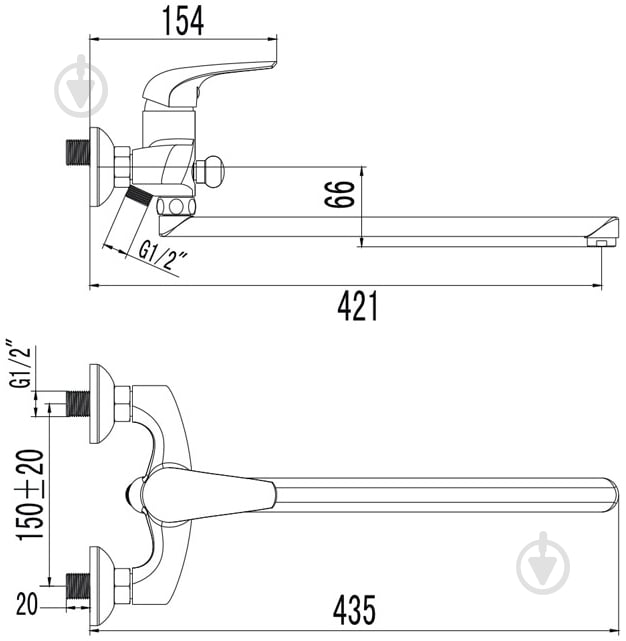 Смеситель для ванны Imprese Krinice 35110 - фото 2