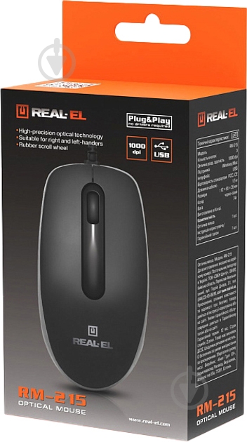 Мышь Real-el RM-215 black (EL123200037) - фото 10 Мышь Real-el RM-215 black (EL123200037) - фото 10