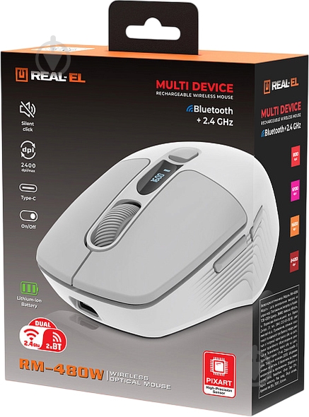 Мышь Real-el RM-480W white (EL123200050) - фото 9