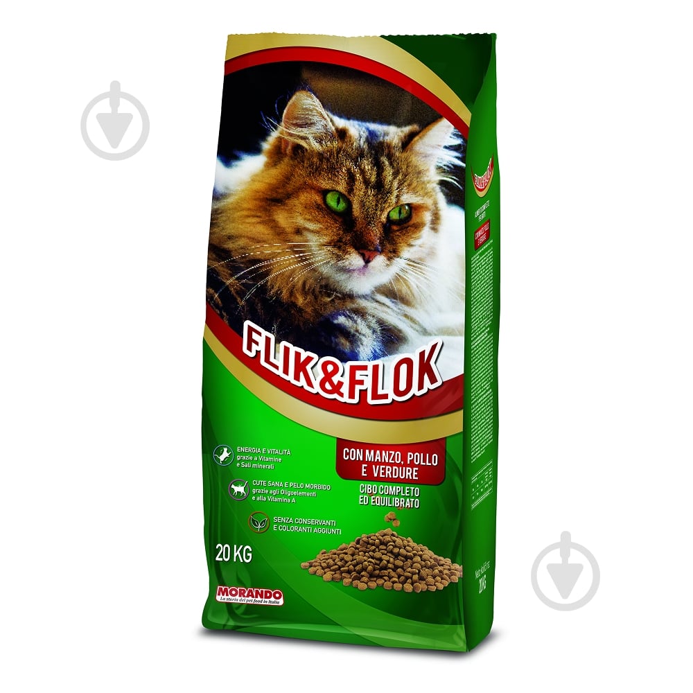 Корм сухой для котов Flik&Flock С говядиной, курицей, злаками и овощами 20 кг - фото 1 Корм сухой для котов Flik&Flock С говядиной, курицей, злаками и овощами 20 кг - фото 1