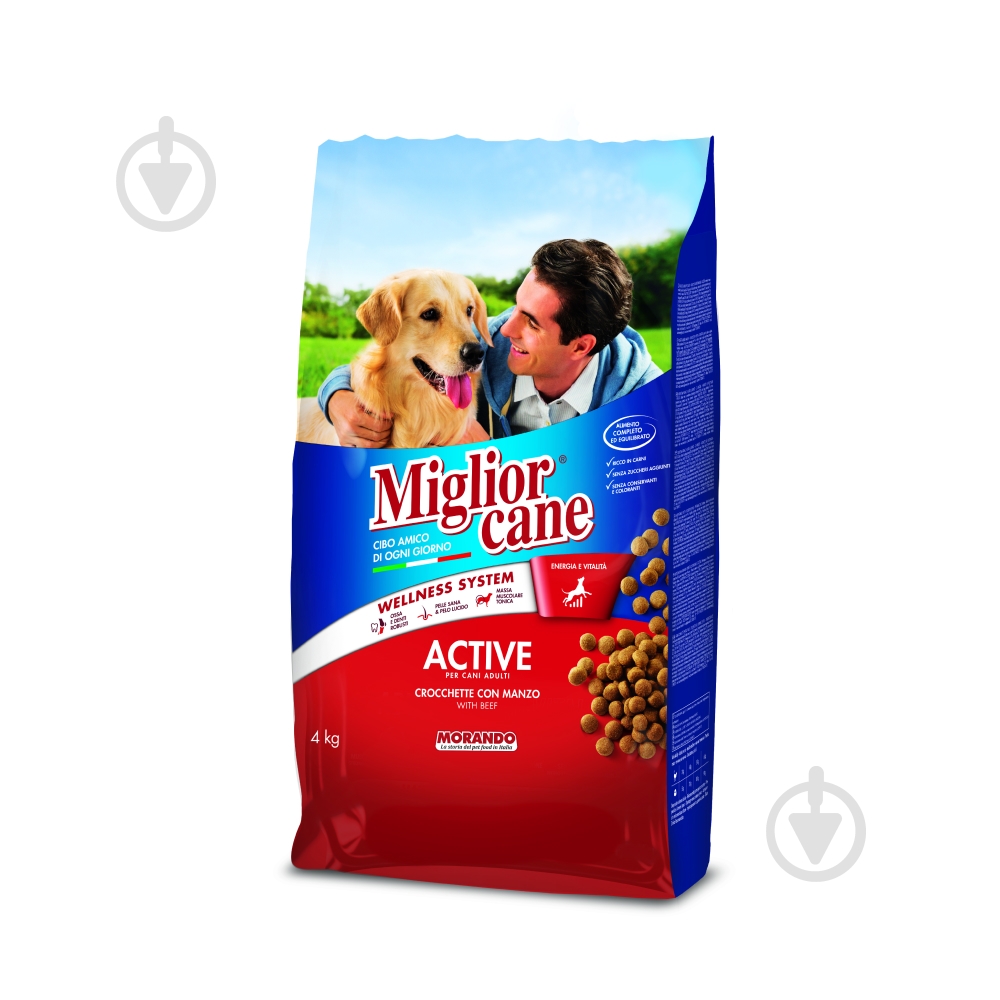 Корм сухой Migliorcane Active с говядиной и злаками 4 кг - фото 1