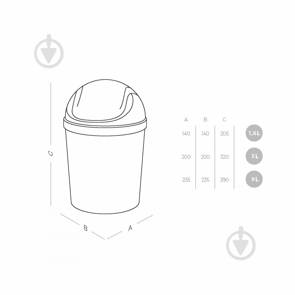Відро для сміття MVM BIN-10 9 л сірий - фото 9 Відро для сміття MVM BIN-10 9 л сірий - фото 9