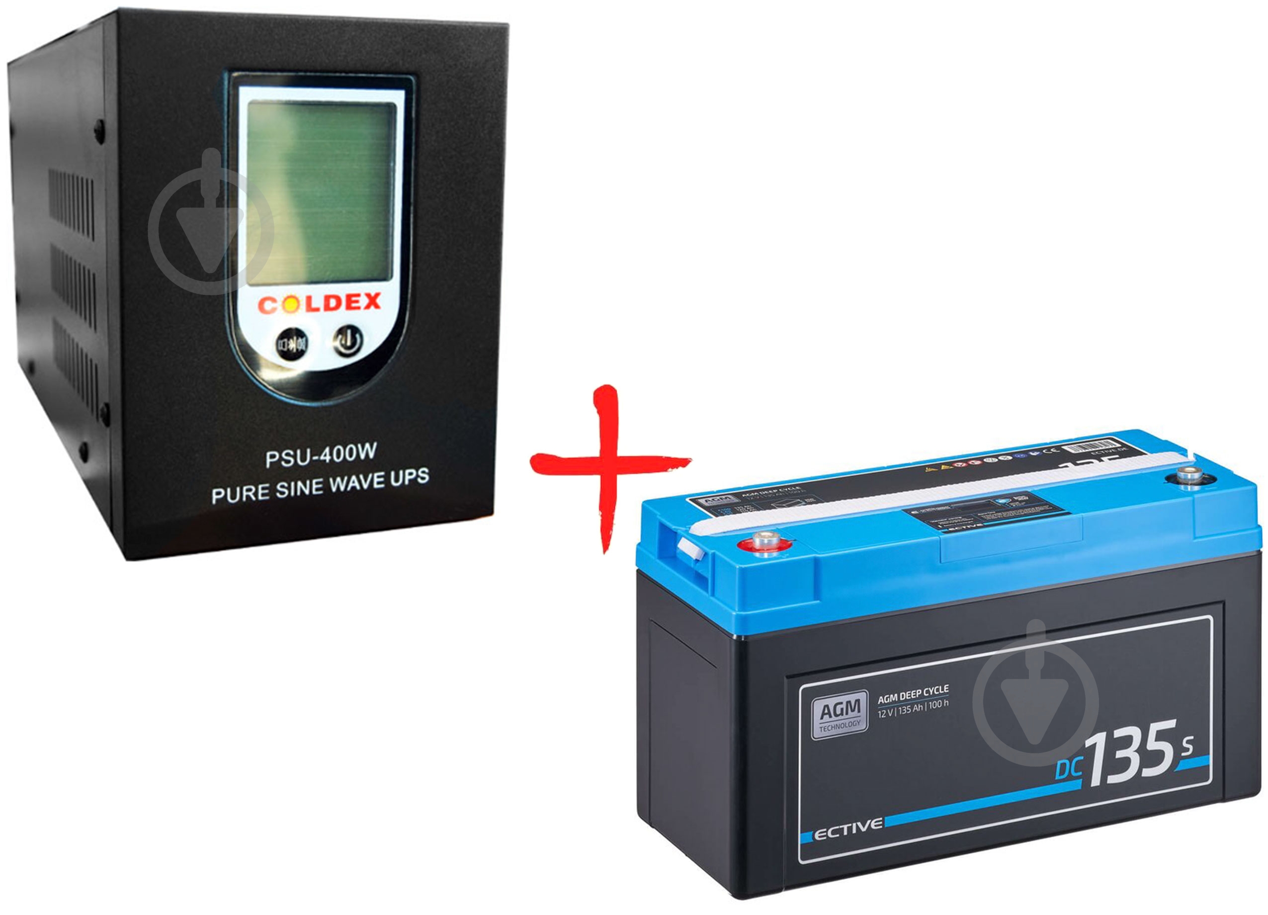 Комплект PSW ИБП Coldex-650VA (400W)2 12V под внешнюю батарею и аккумулятор 12V ECTIVE DC 135S AGM - фото 1 Комплект PSW ИБП Coldex-650VA (400W)2 12V под внешнюю батарею и аккумулятор 12V ECTIVE DC 135S AGM - фото 1