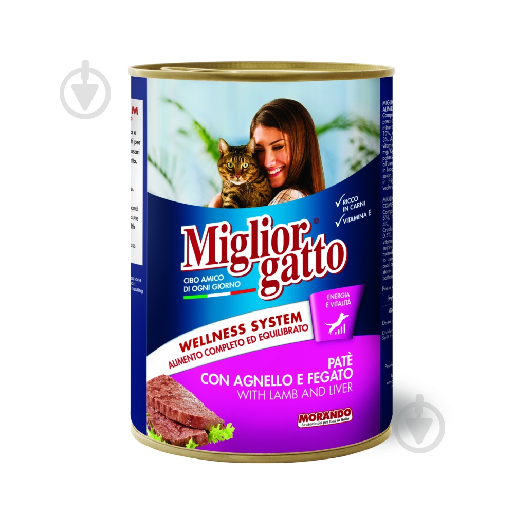 Корм влажный для котов Morando MigliorGatto Паштет с ягненком и печенью, ж/б 400 г - фото 1