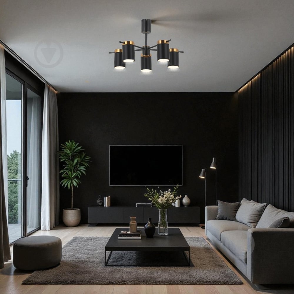 Люстра WunderLicht Denzo 60 Вт E27 черный OM8345-45 - фото 2 Люстра WunderLicht Denzo 60 Вт E27 черный OM8345-45 - фото 2