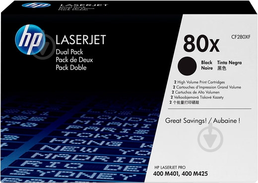 Набір картриджів HP  80X Dual pack Black CF280XF чорний CF280XF - фото 1
