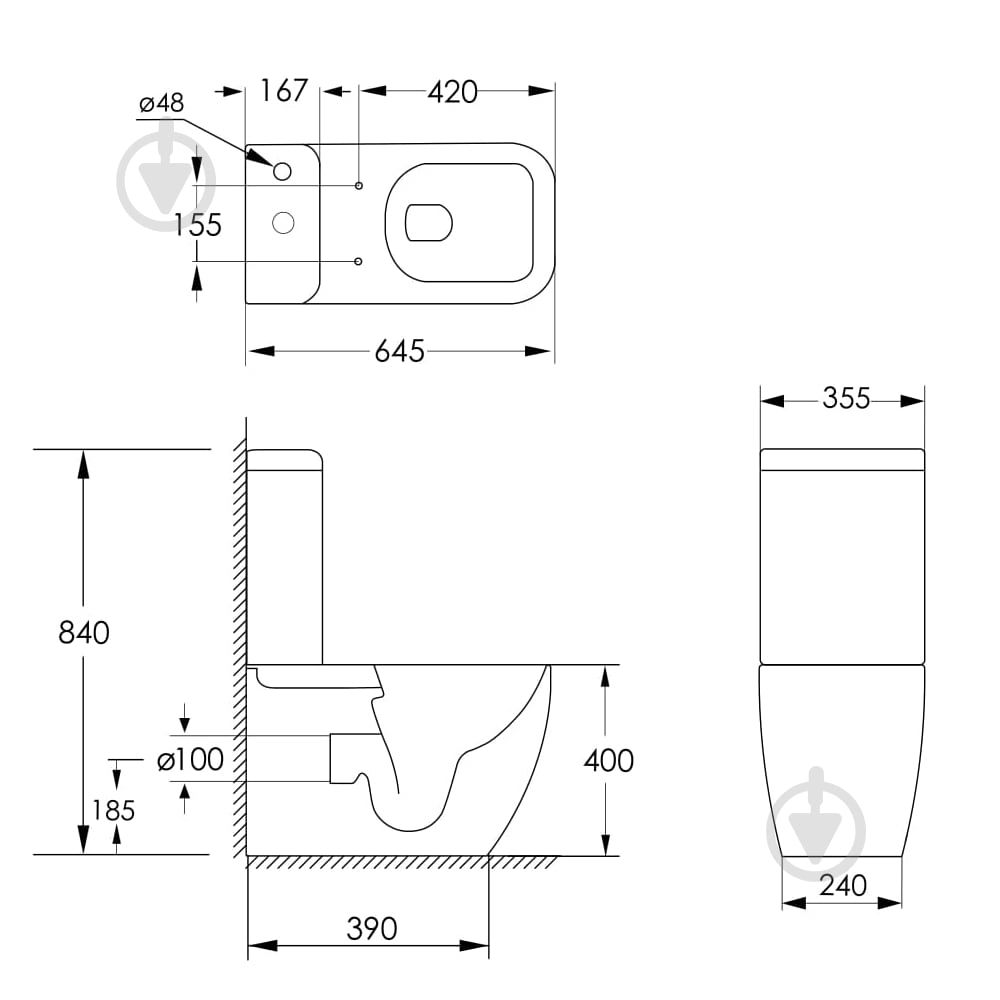 Унитаз-компакт Imprese VALTICE Rimless i1115 с сиденьем soft-close - фото 2