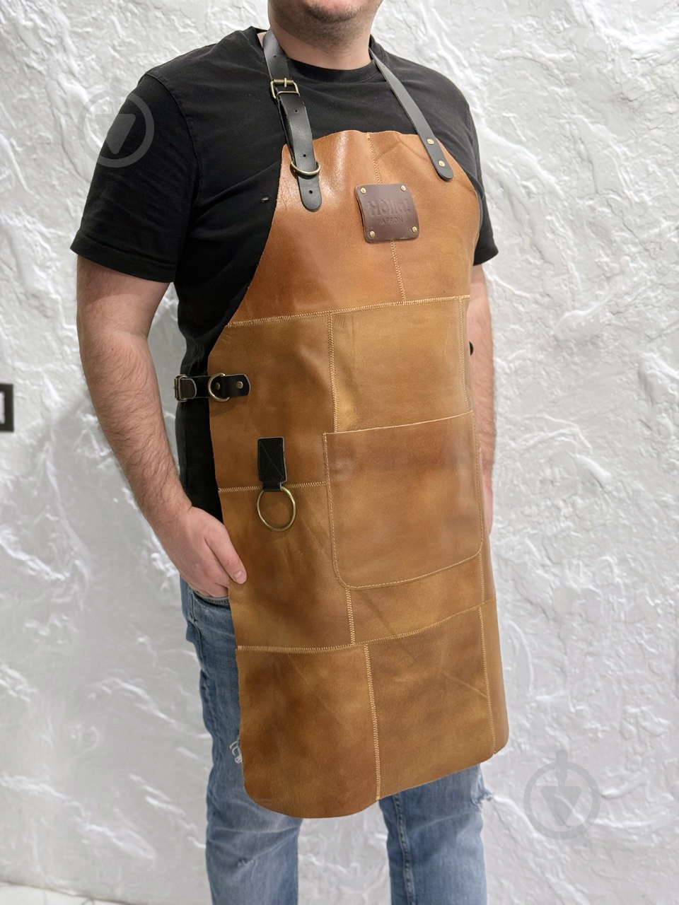 Фартук для барбекю Holla! из натуральной кожи рыжий Rust - фото 3