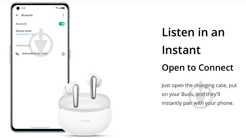 Наушники беспроводные realme Buds Air 3 Neo galaxy white (RMA2113) - фото 5