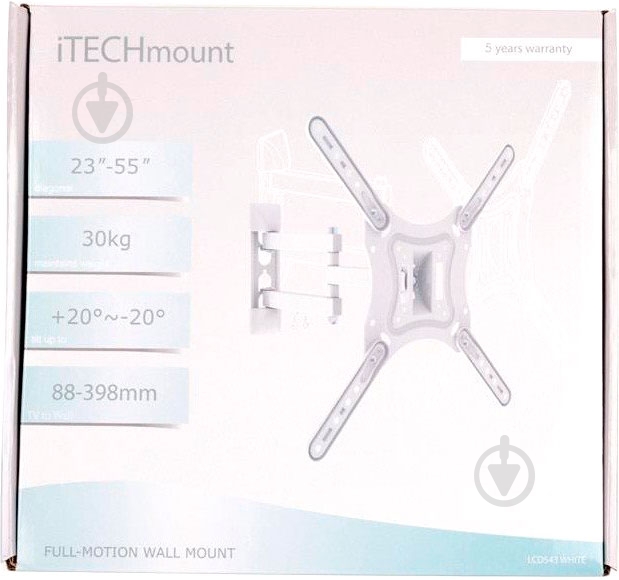 Кріплення для телевізора ITECHmount LCD543 поворотно-похилі 23"-55" білий - фото 3