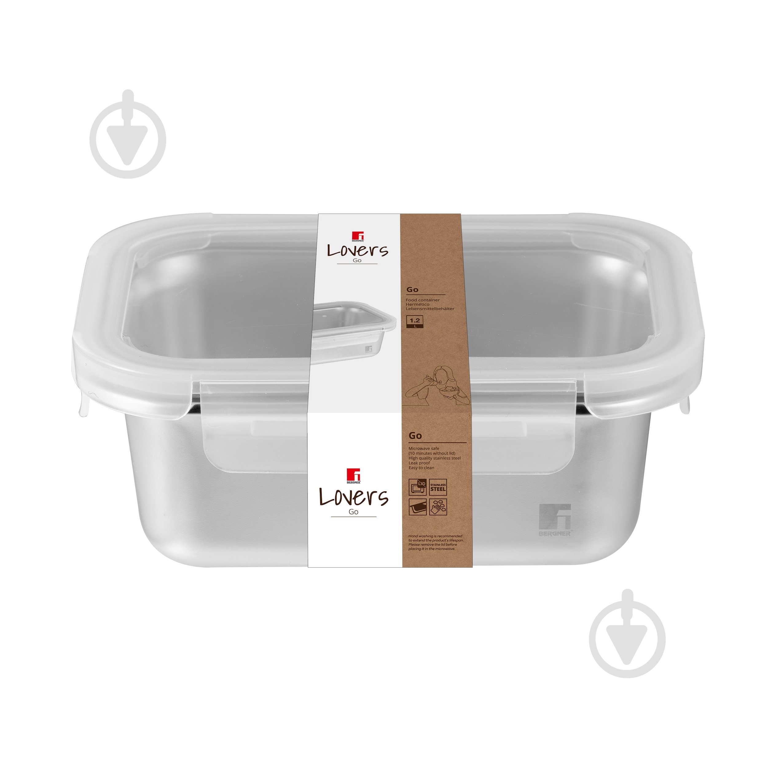 Контейнер для зберігання Bergner Go Lovers, 1,25 л, прямокутний (BG-36311-GY) - фото 2