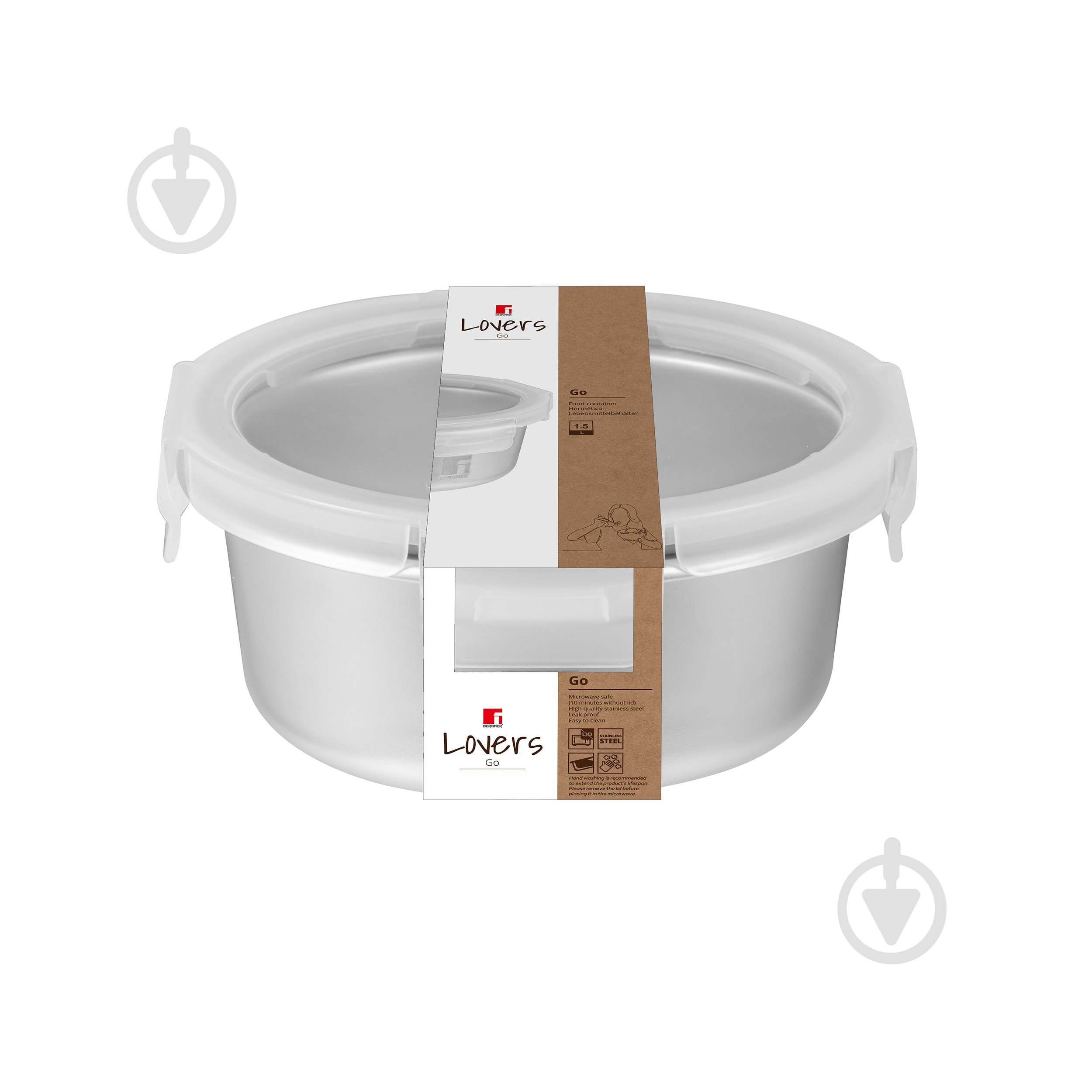 Контейнер харчовий Bergner Go Lovers, 1,5 л, круглий (BG-36316-GY) - фото 2