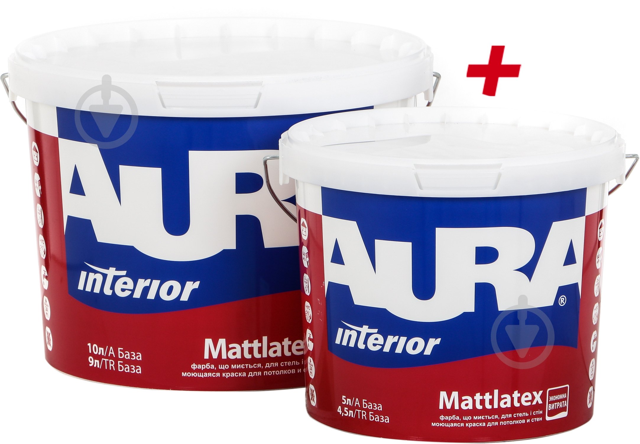 Фарба акрилова водоемульсійна Aura® Mattlateх мат білий 15 л 10 + 5 л - фото 1