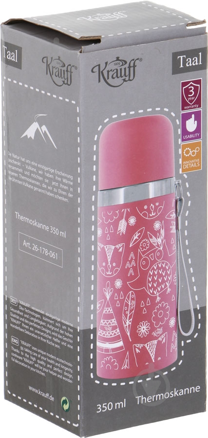 Термос Krauff 350 мл розовый 26-178-061 - фото 5