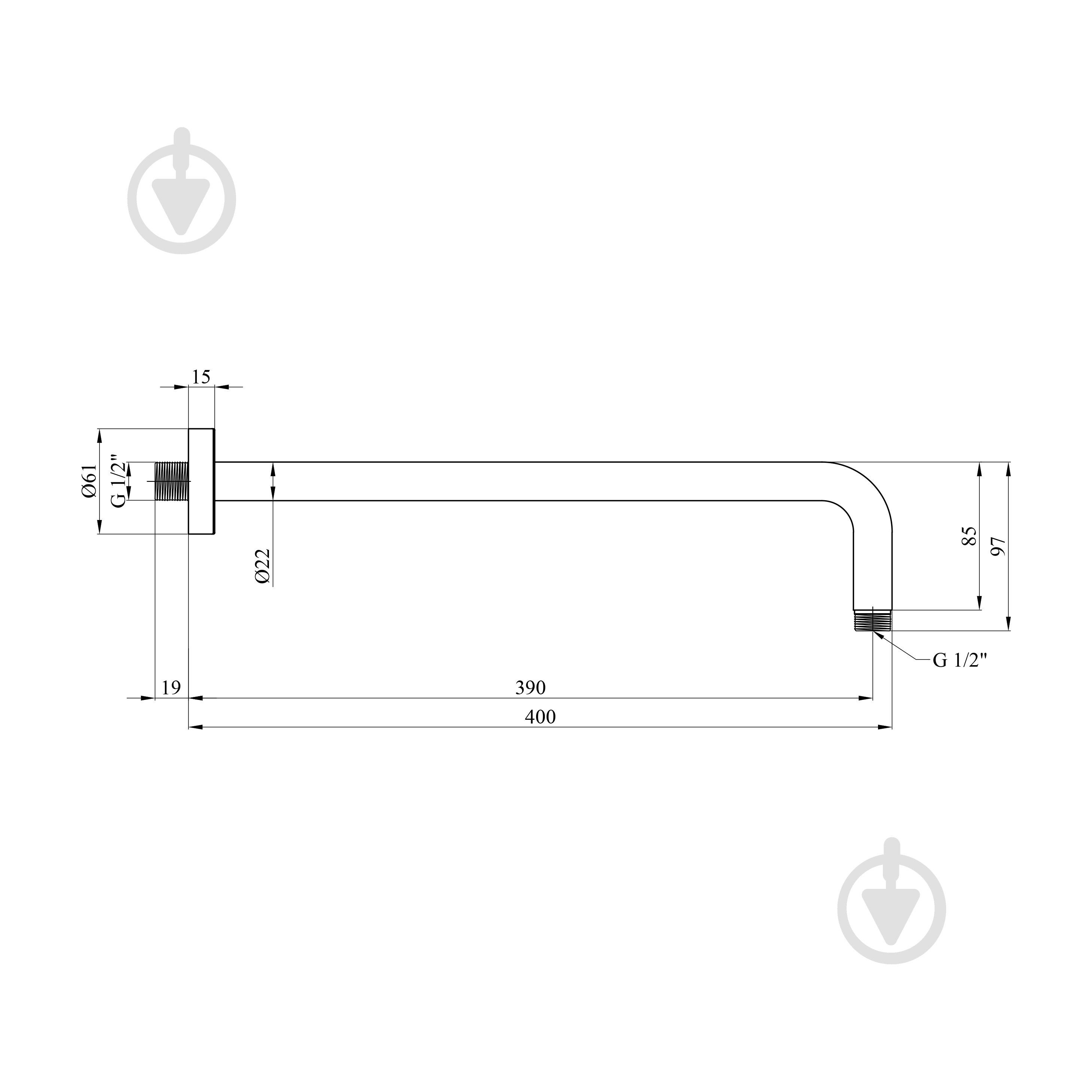 Кронштейн душевойKroner Element 2142111438Z-3801 - фото 2