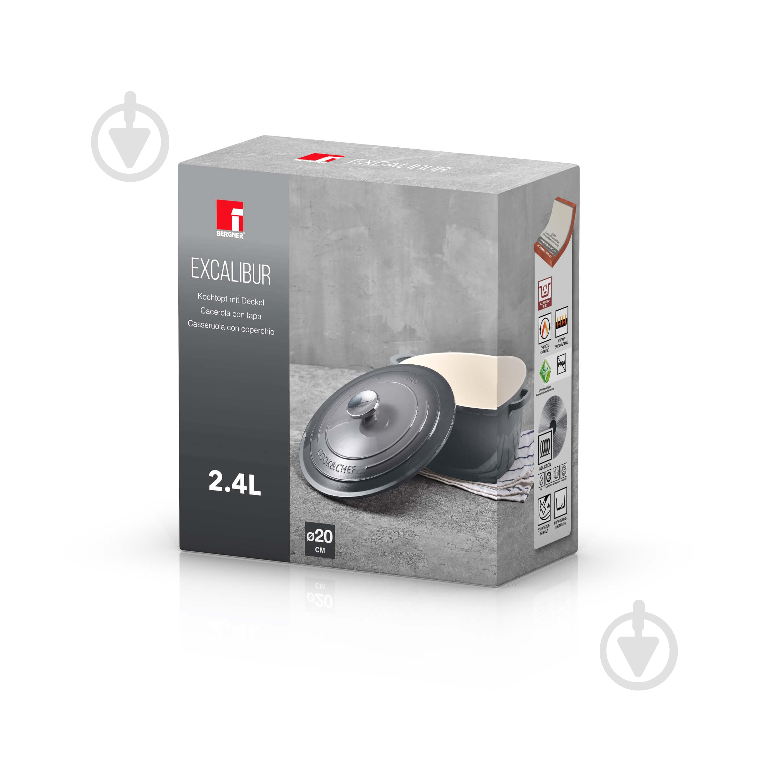 Каструля з кришкою Bergner Excalibur сіра 2,2 л BG-36100-GY - фото 4
