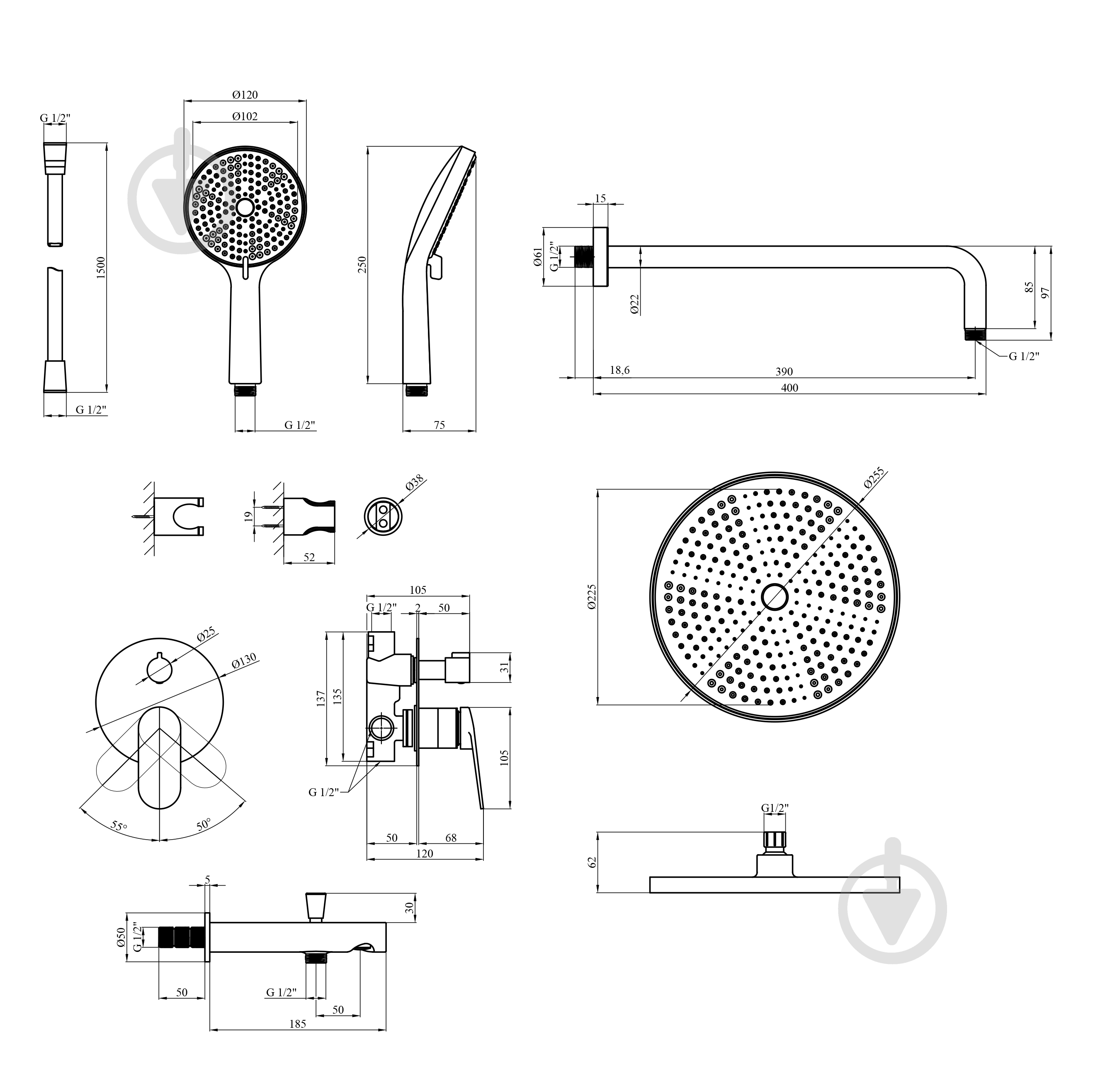 Душевая система Kroner Element 211335A-3801 - фото 5