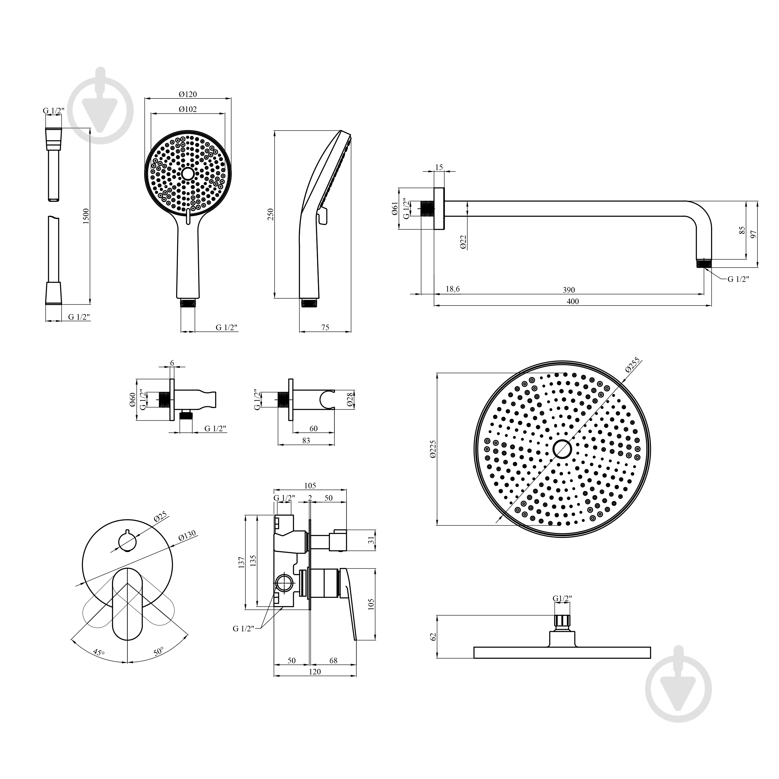Душевая система Kroner Element 211335B-3801 - фото 5