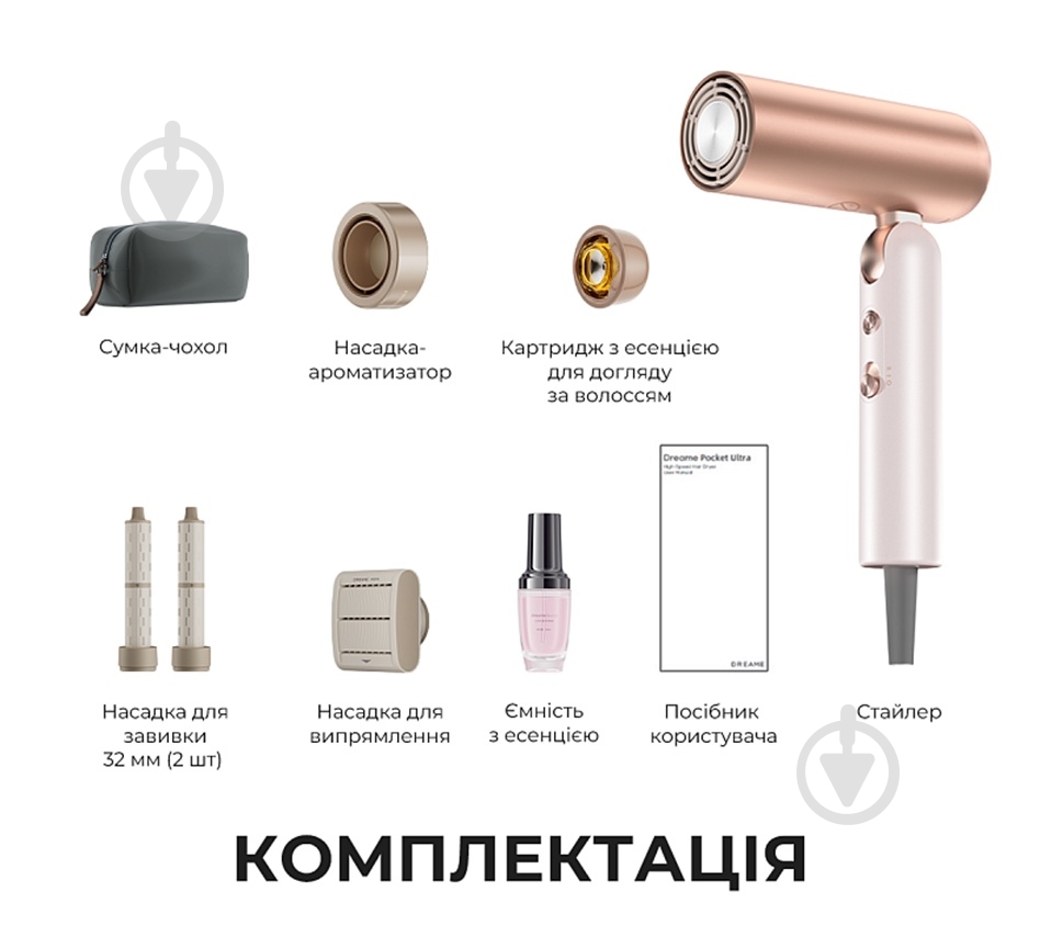 Фен DREAME Pocket Ultra AHD52 Rosy White - фото 9 Фен DREAME Pocket Ultra AHD52 Rosy White - фото 9