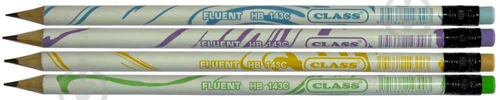 Олівець графітний FLUENT НВ з гумкою асорті 143C CLASS - фото 1
