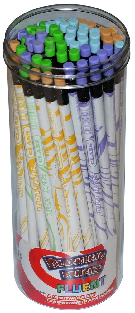 Олівець графітний FLUENT НВ з гумкою асорті 143C CLASS - фото 2