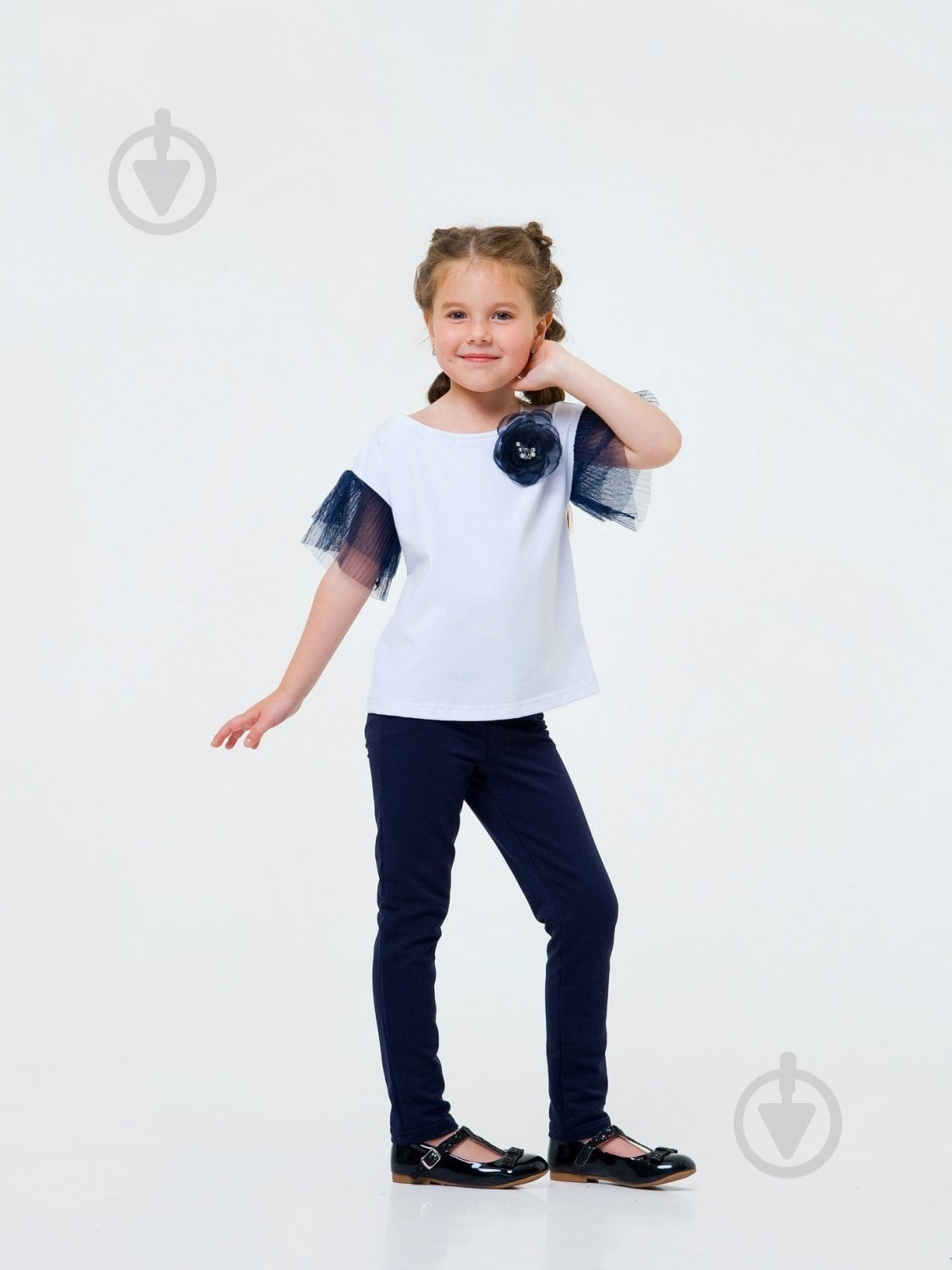 Блуза Smil 114714 р.128 белый с синим - фото 2