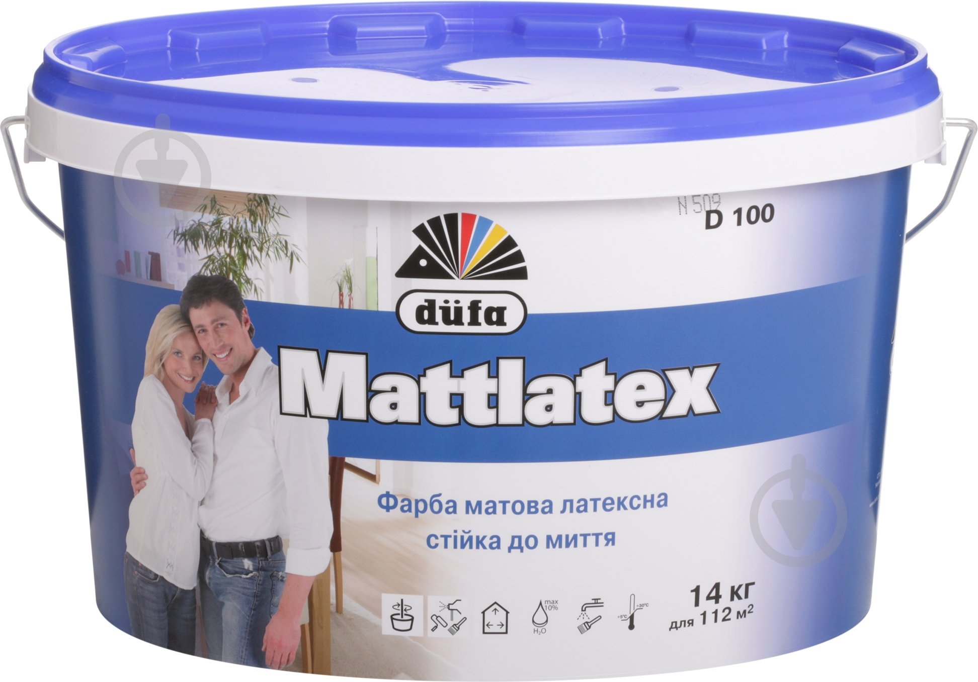 Фарба латексна водоемульсійна Dufa Mattlatex D100 мат білий 14 кг - фото 1