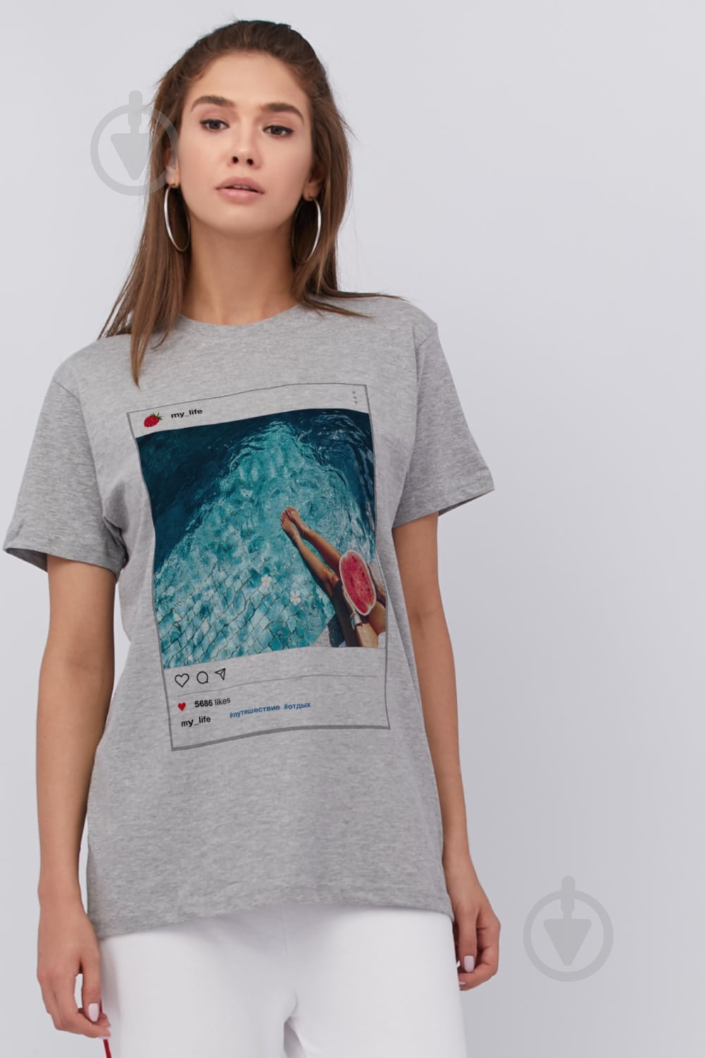 Футболка YAPPI Oversize WG3082 р.M серый - фото 1
