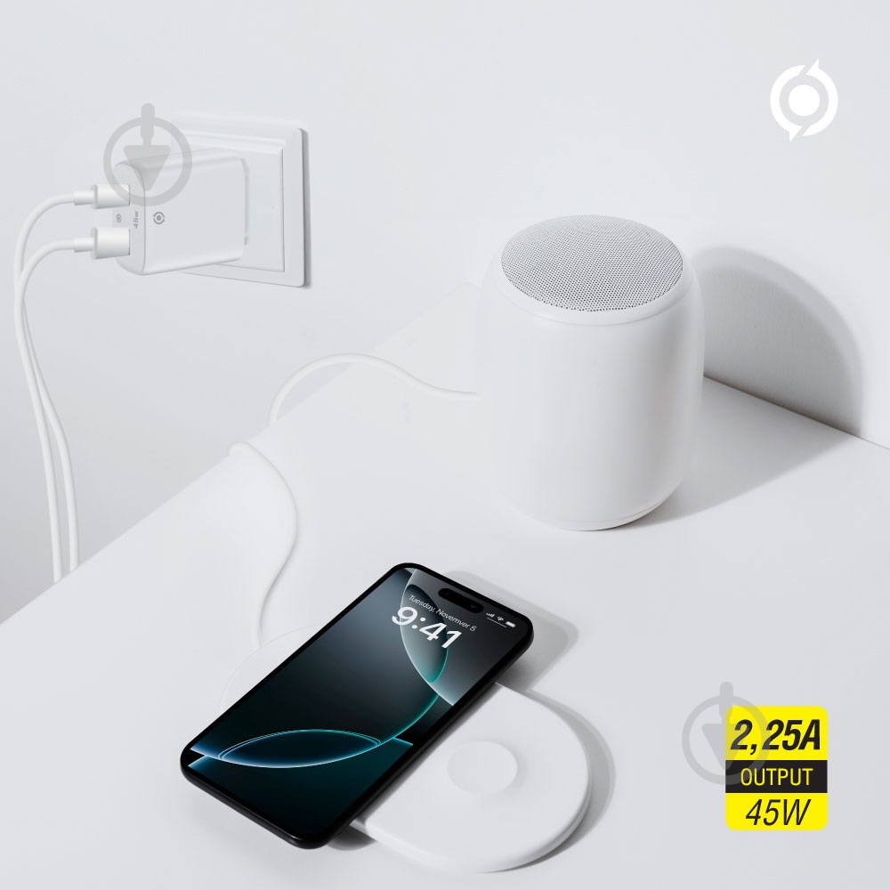 Зарядное устройство Piko 45W GaN USB-C PD+USB-A QC 3.0 White (TC-PD452) - фото 5