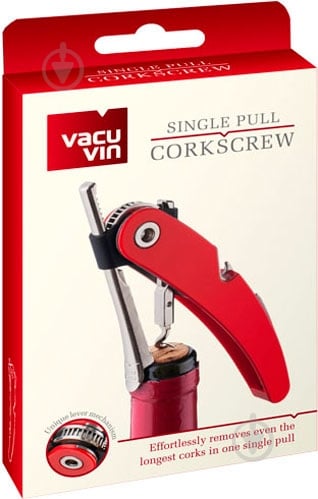 Штопор Vacu Vin Single Pull Corkscrew красный 68851606 - фото 6 Штопор Vacu Vin Single Pull Corkscrew красный 68851606 - фото 6