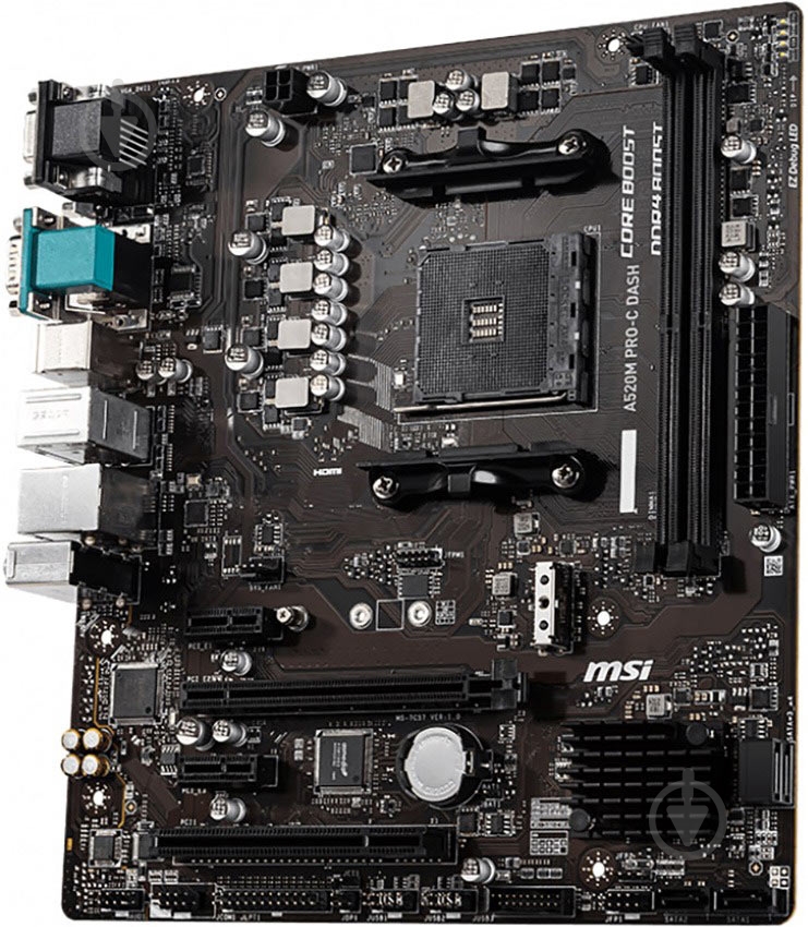 Материнська плата MSI A520M PRO-C DASH (Socket AM4, AMD A520, mirco ATX) - фото 4