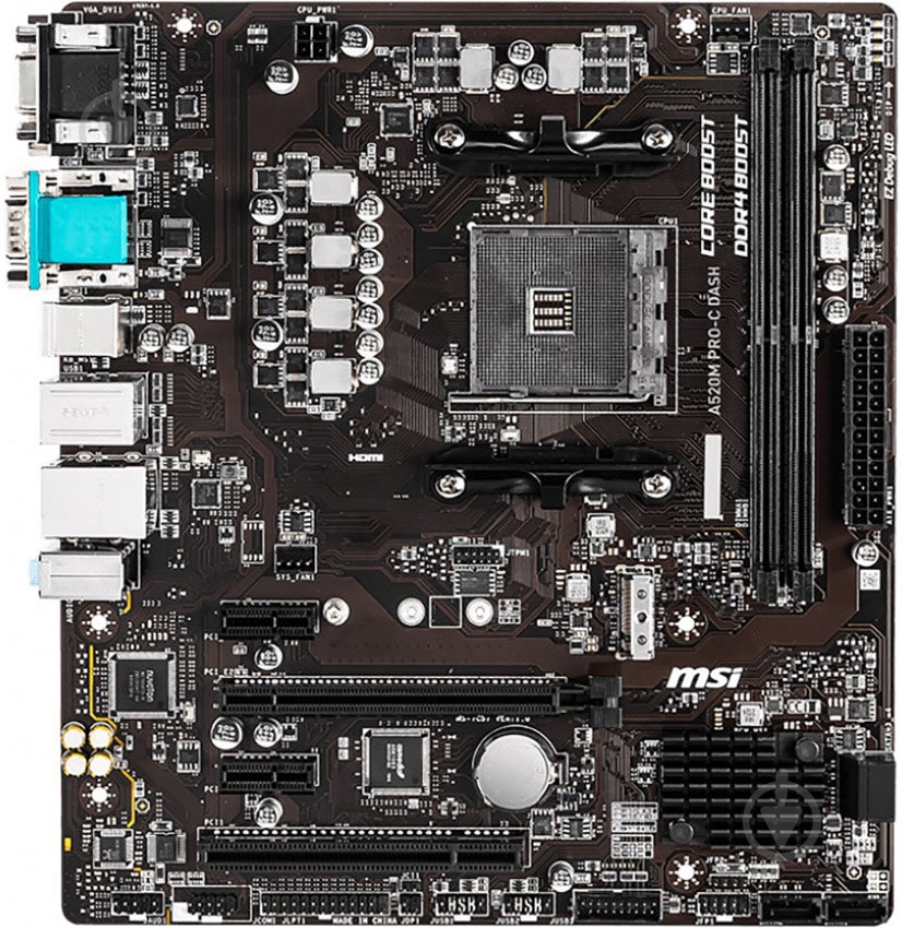 Материнська плата MSI A520M PRO-C DASH (Socket AM4, AMD A520, mirco ATX) - фото 2