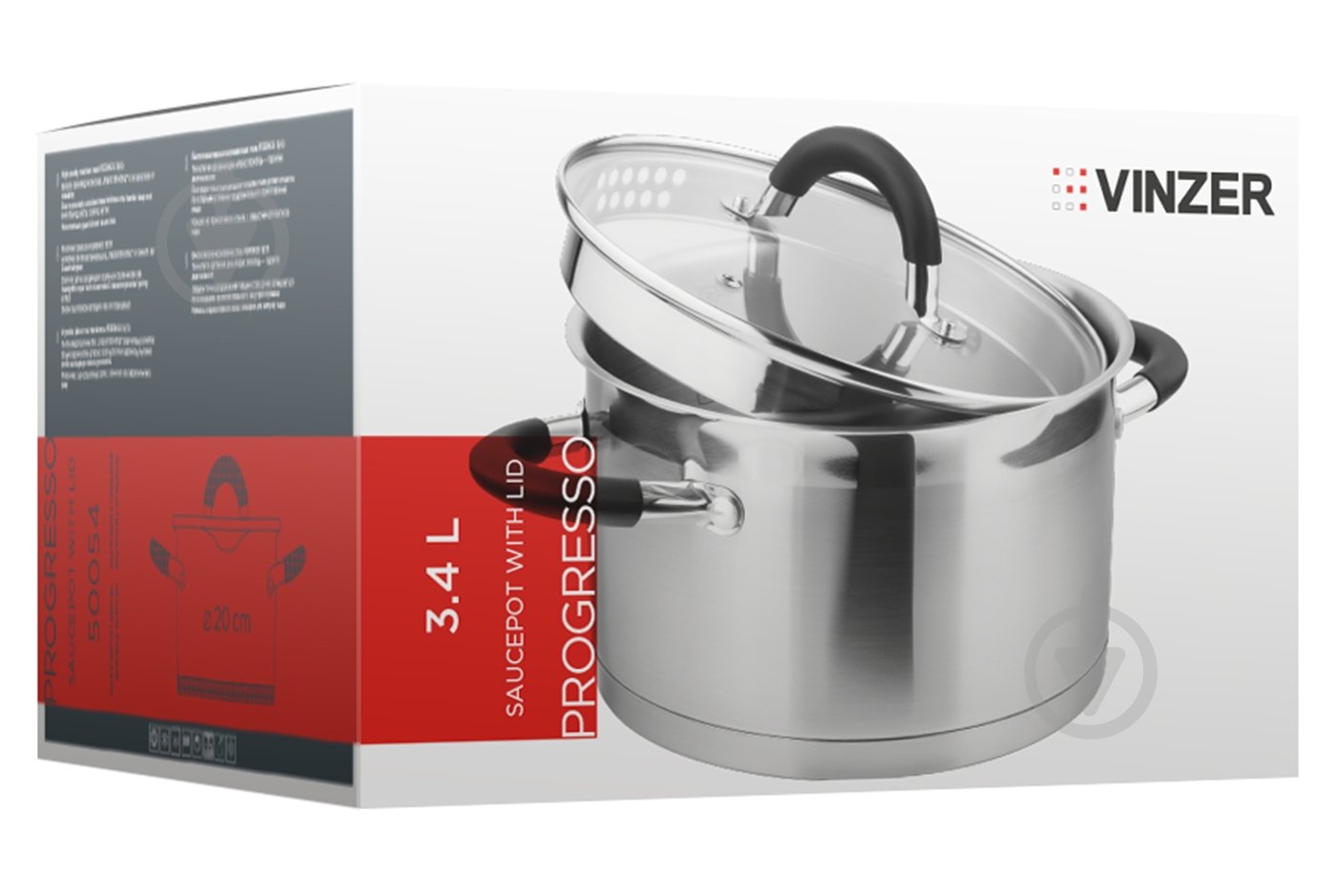 Каструля з кришкою Vinzer 3.4 л Progresso Series 89054 - фото 3