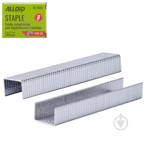 Скоби для ручного степлера Alloid 8 мм тип Т50 1000 шт. SG-5008 - фото 2