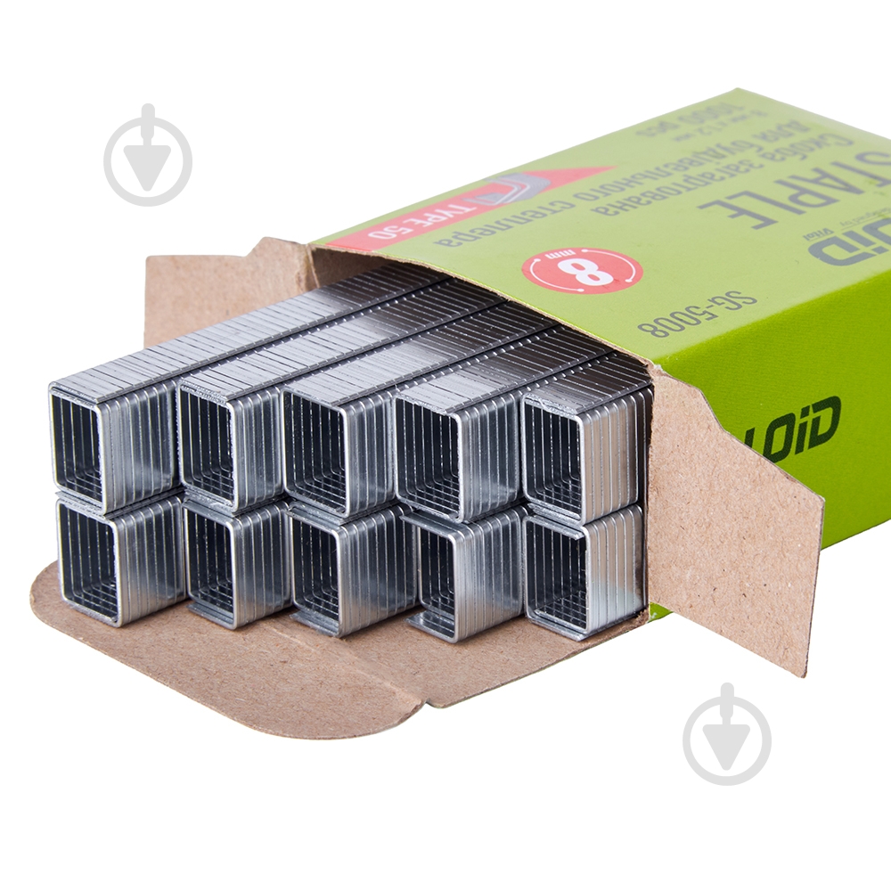 Скоби для ручного степлера Alloid 8 мм тип Т50 1000 шт. SG-5008 - фото 1