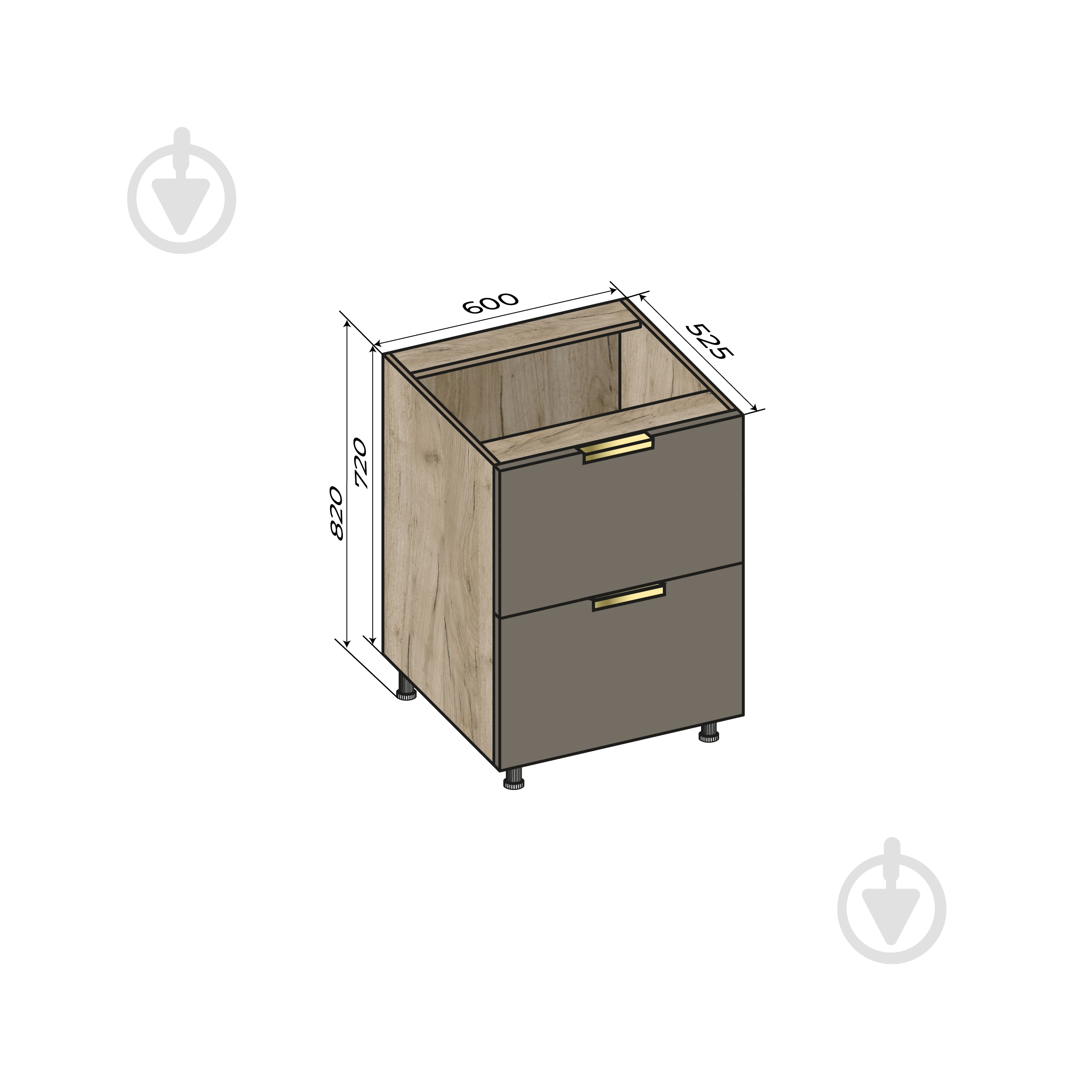 Тумба нижня Ня2 60/82 MC Natura Товтри тауп грей/дуб крафт сірий LuxeForm - фото 3