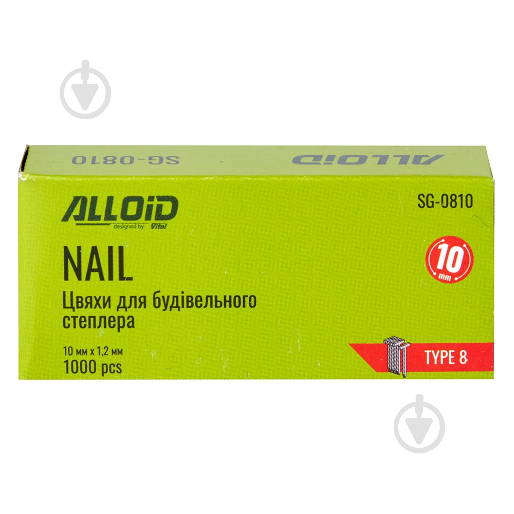 Цвяхи для ручного степлера Alloid 10 мм тип 300 1000 шт. SG-0810 - фото 3 Цвяхи для ручного степлера Alloid 10 мм тип 300 1000 шт. SG-0810 - фото 3