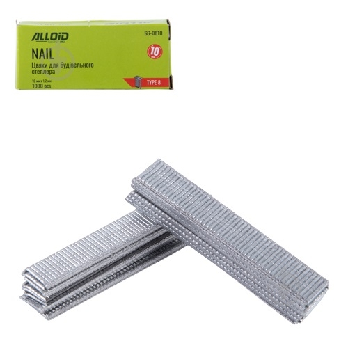 Цвяхи для ручного степлера Alloid 10 мм тип 300 1000 шт. SG-0810 - фото 4 Цвяхи для ручного степлера Alloid 10 мм тип 300 1000 шт. SG-0810 - фото 4
