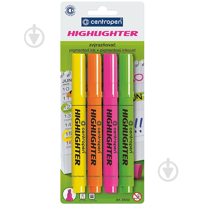 Набір маркерів текстових Centropen Highlighter 8552/04 8552/4/BL - фото 1