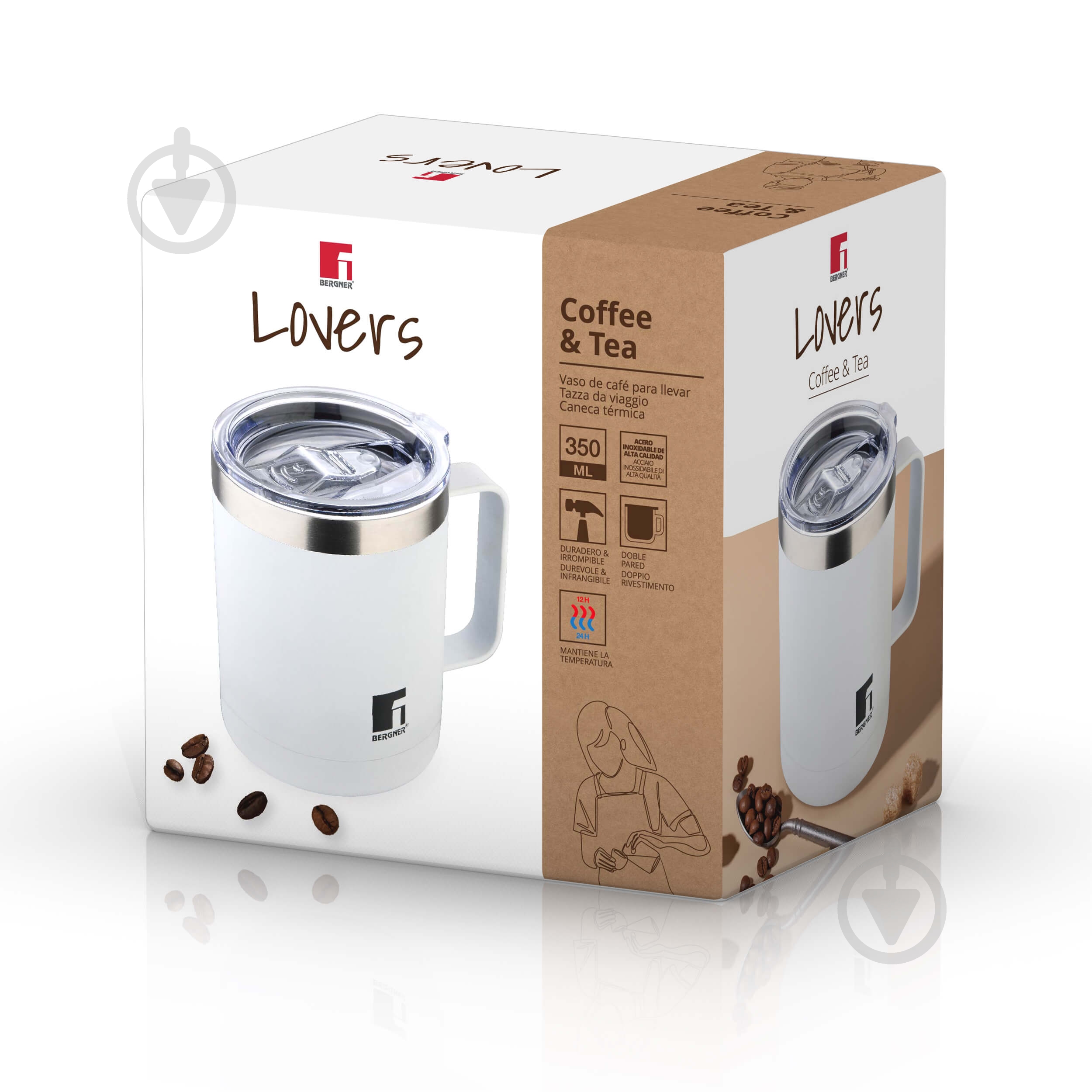 Термочашка Bergner Coffee & tea lovers 350 мл BG-37788-WH - фото 5