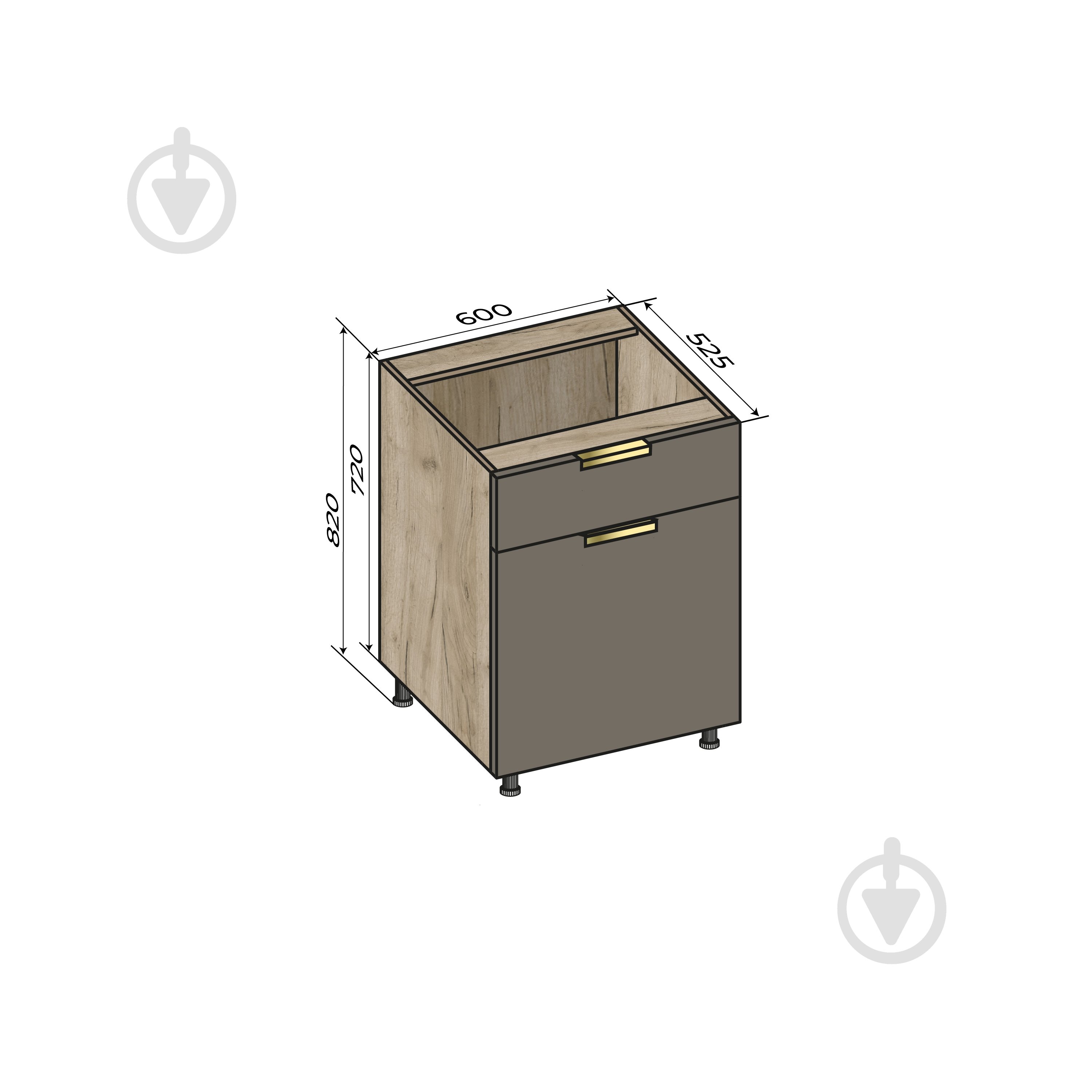 Тумба нижня Ня1 60/82 (1я+1ф) MC Natura Товтри тауп грей/дуб крафт сірий LuxeForm - фото 3