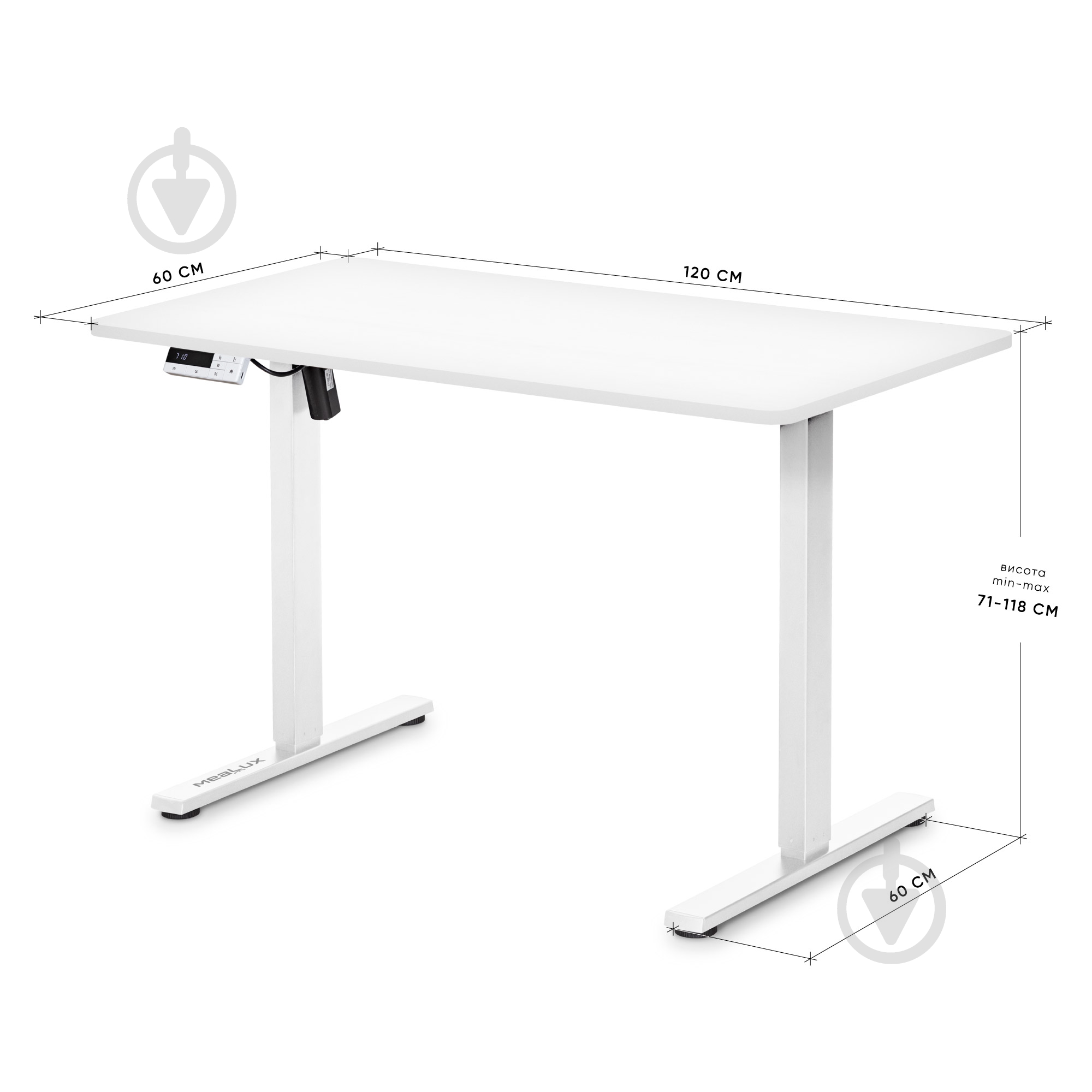Стол компьютерный Mealux PowerDesk Lite White (EVO-201 Lite W/W) - фото 3