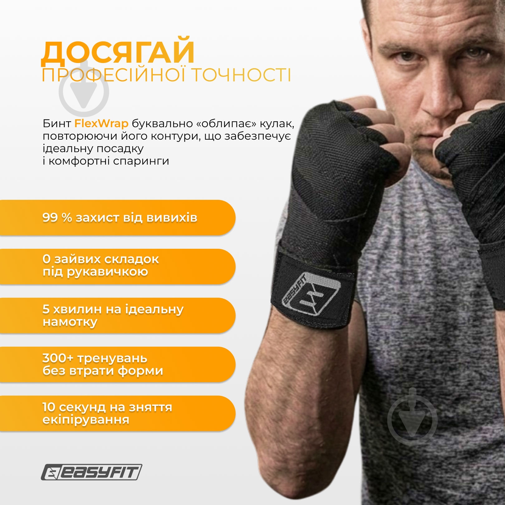 Бинт EasyFit FlexWrap 400 см EF-0373-40-bk - фото 7